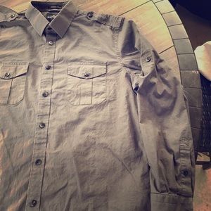 Express Men’s Button Up Shirt Dark Gray Sz Large